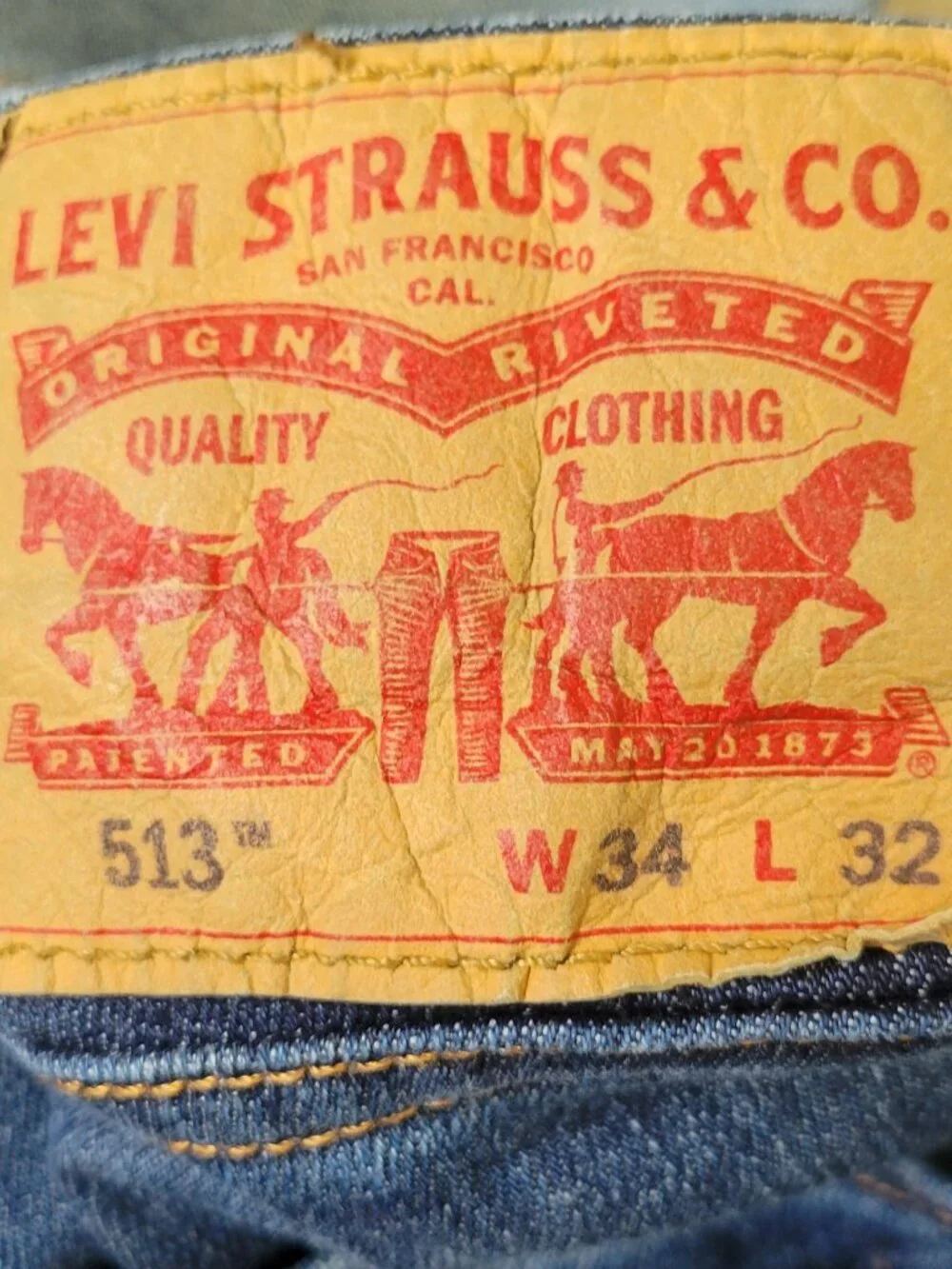 Men's 513 Levi's Blue Jeans Straight Leg 34 x 32